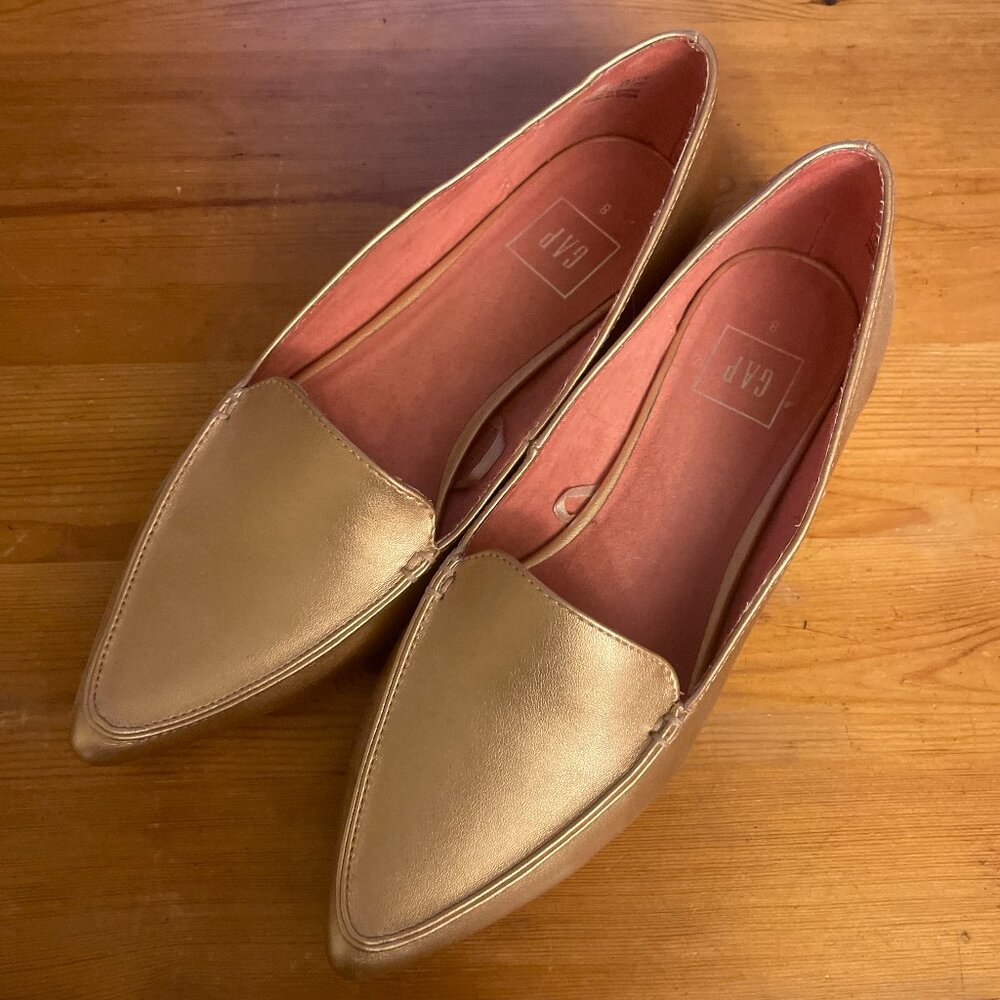 NWOT Gap Gold Metallic Pointy Loafer Flats Size 7.5 - 8